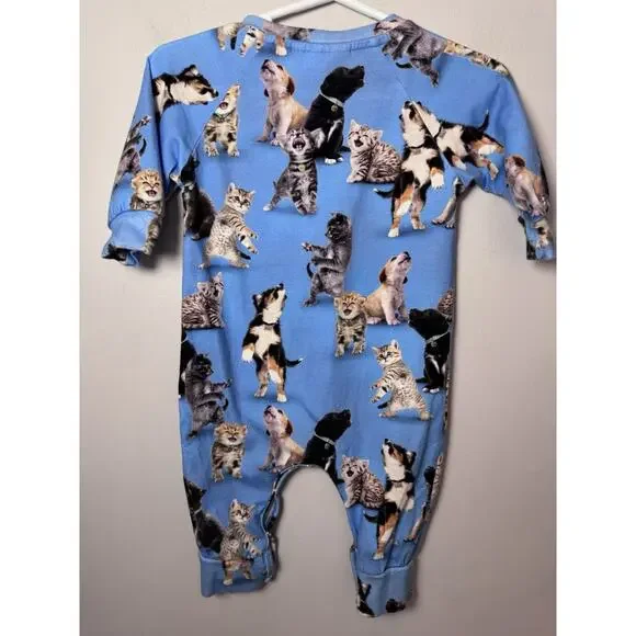 Molo Fairfax Romper Joy Of Music Cat Print Blue Baby Sz 3-6 Months $87 - Picture 7 of 11